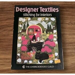 80s Designer Textiles Hardcover Embroidery Art Stitching for Interiors Vtg 1988